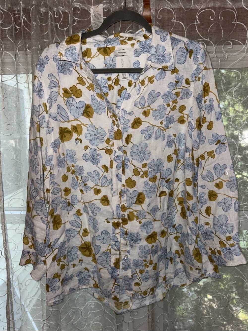 Joie 100% Linen Yavina Breton Gingham Floral Button Down Women’s 1x Plus